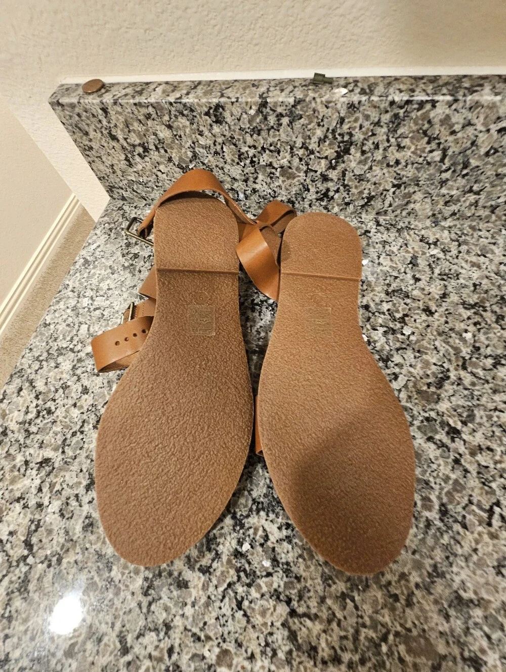 Brown Leather Sandals with Buckle NWOT